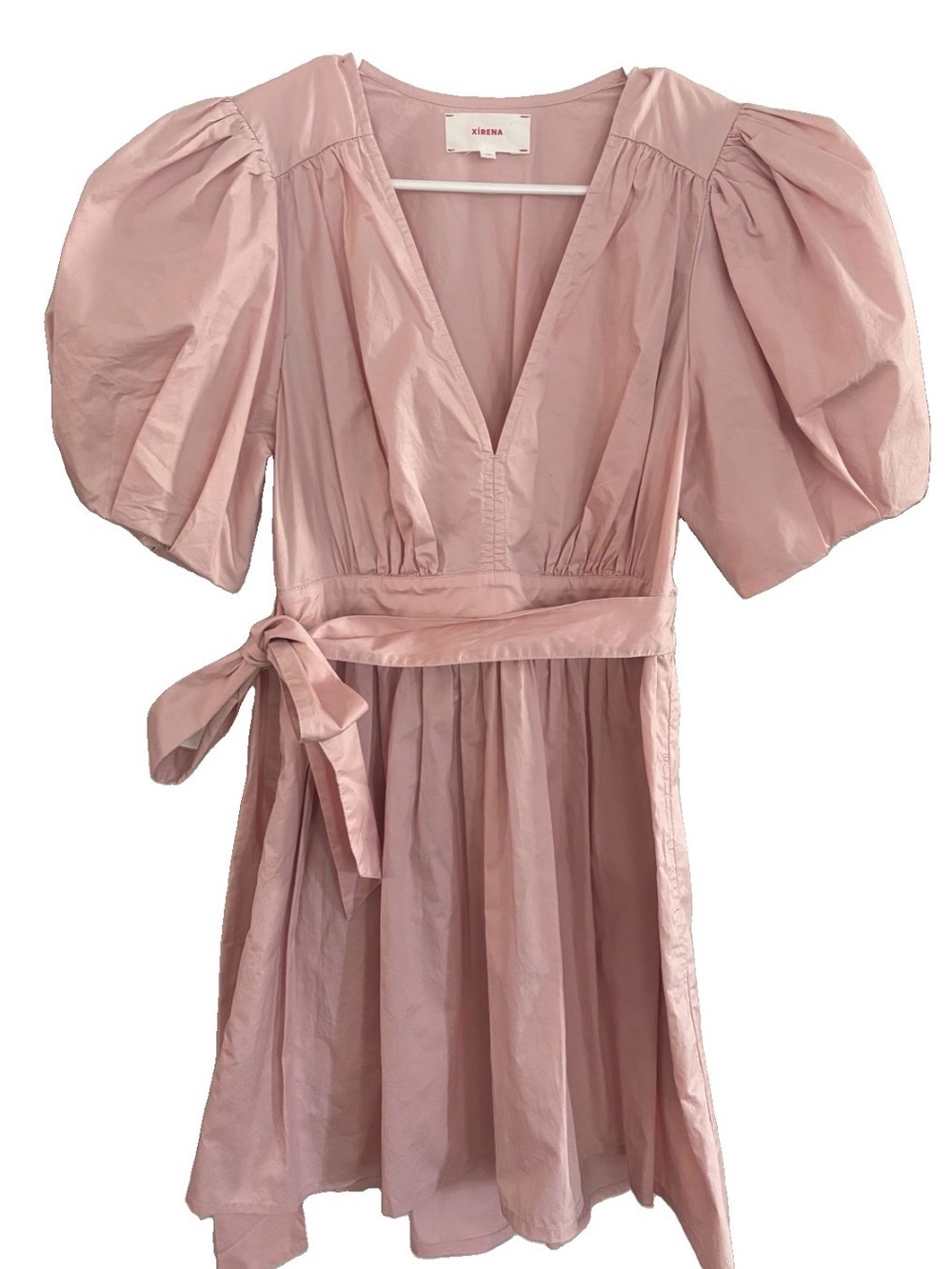 XiRENA Blush Pink Maxi Dress with Puff Sleeves